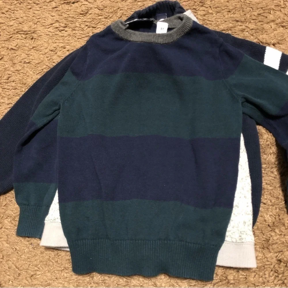 3T Sweater Vest Bundle Boys Gap Football Cardigan Gray Full Zip Vest Green